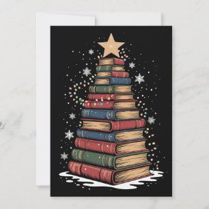 Cartes Pour Fêtes Annuelles Livre Sapin de Noël Enseignant Bibliothécaire Xmas