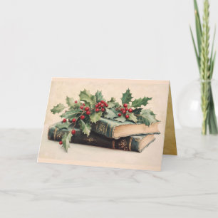 Cartes Pour Fêtes Annuelles LIVRES ANCIENS AVEC HOLLYBERRIES Noël vintage