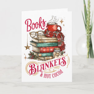 Cartes Pour Fêtes Annuelles Livres Couvertures et Chocolat Chaud 