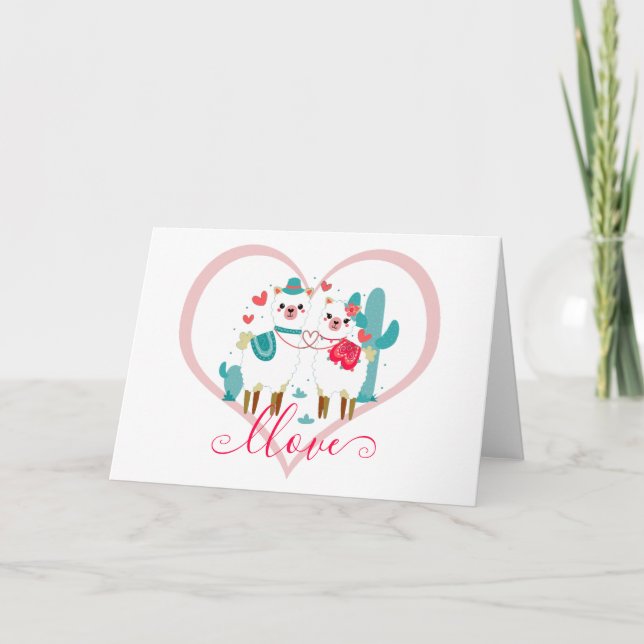 Cartes Pour Fêtes Annuelles Llama Amour  (Devant)