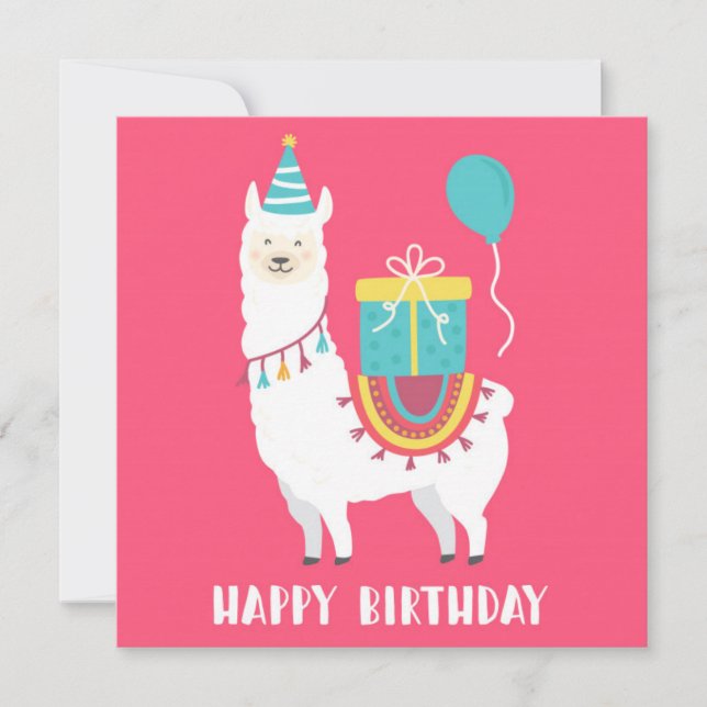 Cartes Pour Fêtes Annuelles Llama d'anniversaire (Devant)