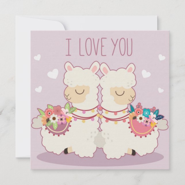 Cartes Pour Fêtes Annuelles Llama Love (Devant)