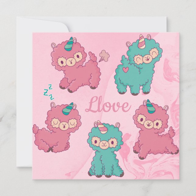 Cartes Pour Fêtes Annuelles Llama Love (Devant)