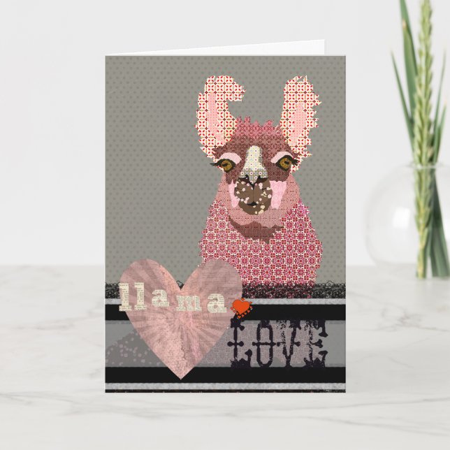 Cartes Pour Fêtes Annuelles Llama Love Valentine (Devant)