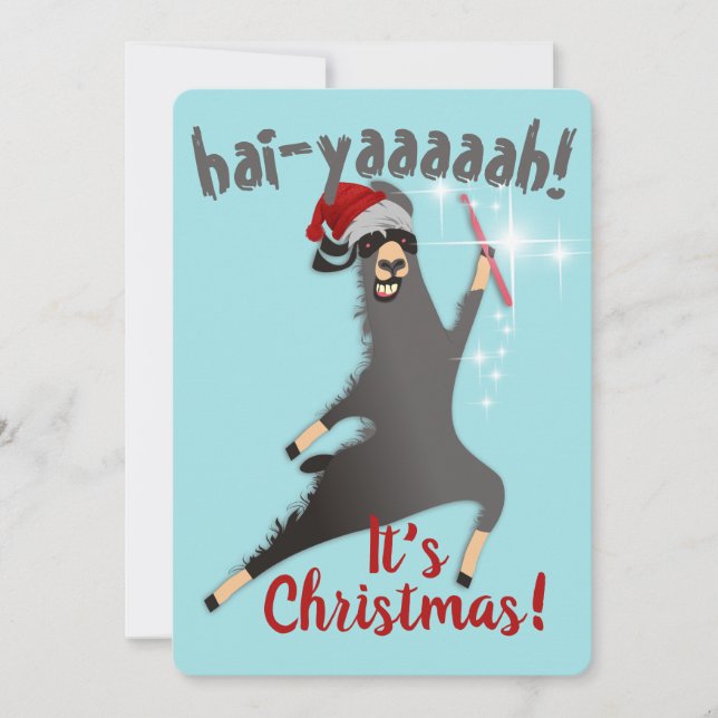 Cartes Pour Fêtes Annuelles Llama ninja crochet crochet casquette de Noël (Devant)
