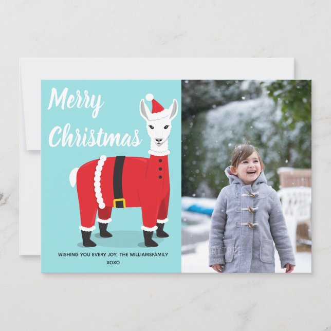 Cartes Pour Fêtes Annuelles Llama Santa Photo Amusant Noël (Devant)