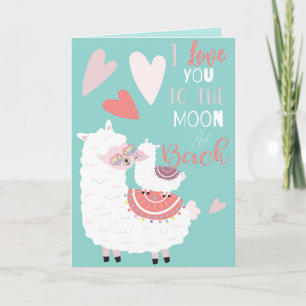 Cartes Pour Fêtes Annuelles Llama Vous aimez à la Lune Valentine