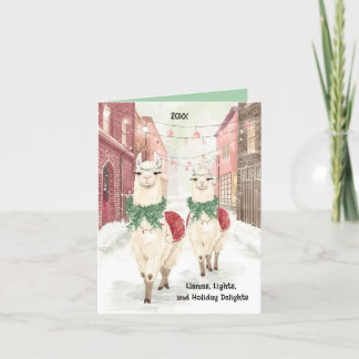 Cartes Pour Fêtes Annuelles Llamas Christmas Card - Lumières de vacances Whims