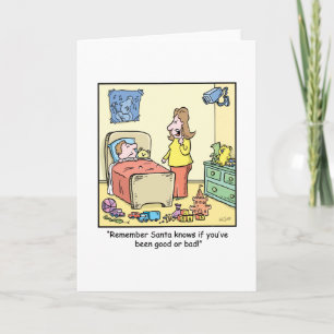 Cartes Pour Fêtes Annuelles L'observation de Père Noël de bande dessinée de