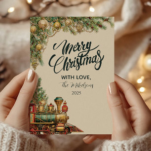 Cartes Pour Fêtes Annuelles Locomotive festive de vacances