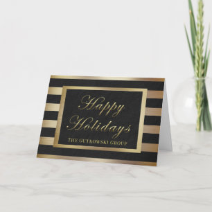 Cartes Pour Fêtes Annuelles Logo Black Gold Strio Business