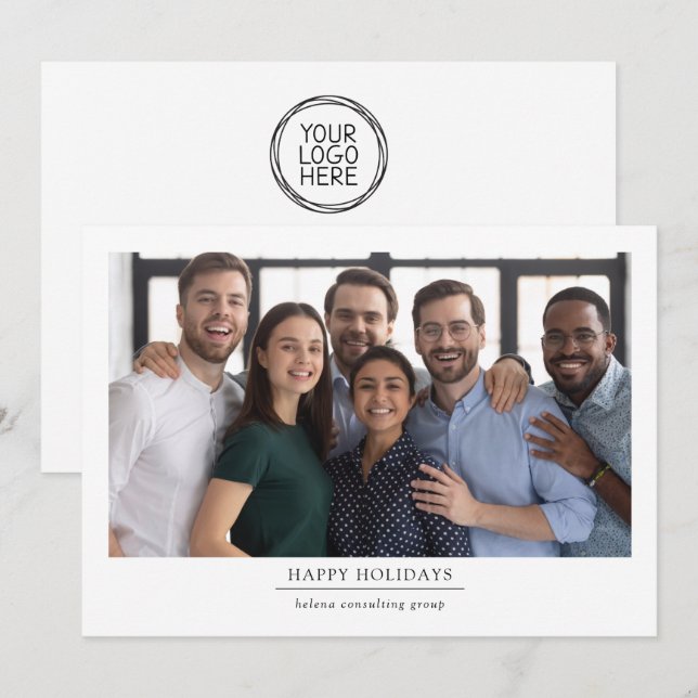 Cartes Pour Fêtes Annuelles Logo Business Happy Holidays Photo (Devant / Derrière)