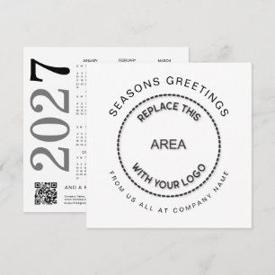 Cartes Pour Fêtes Annuelles Logo Calendrier 2027 Code QR Entreprise Noël