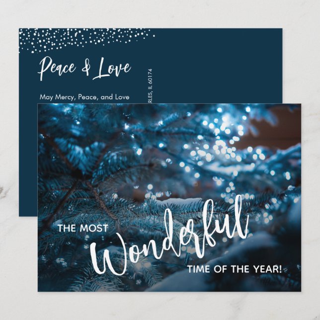 Cartes Pour Fêtes Annuelles Logo d'affaires Blue Christmas Tree (Devant / Derrière)