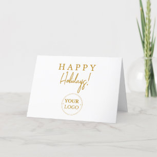 Cartes Pour Fêtes Annuelles Logo d'affaires Happy Holidays Gold Script