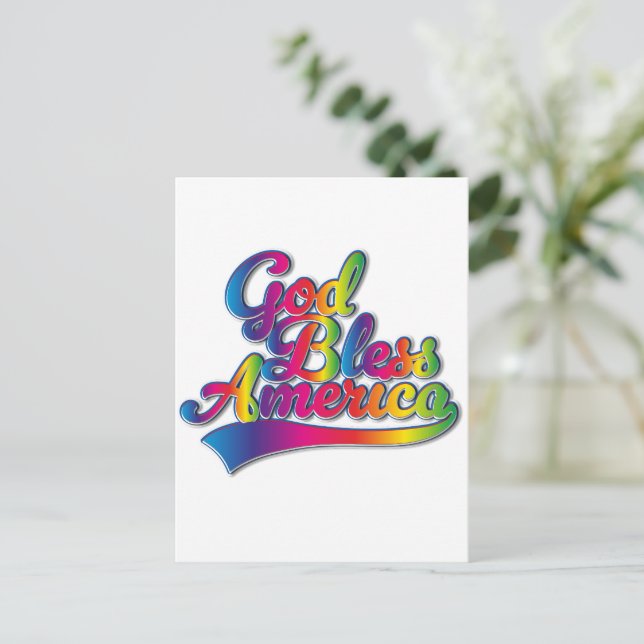 Cartes Pour Fêtes Annuelles logo de God Bless America Rainbow (Debout devant)