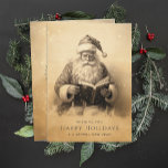 Cartes Pour Fêtes Annuelles Logo de la société Customisé Vintage Antique Noël<br><div class="desc">Envoyez des salutations de vacances chaleureuses à vos clients avec ces Cartes de fin de année de Noël Vintages Logo de la Société Customisés. Présentant une conception nostalgique et classique du Père Noël lisant un livre, ces cartes de voeux professionnelles personnalisées capturent l'essence du charme traditionnel de Noël. Parfaites pour...</div>