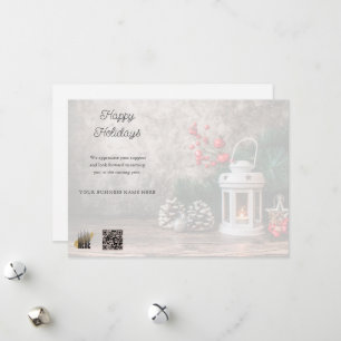 Cartes Pour Fêtes Annuelles Logo de la société Rustique Code QR Affaires