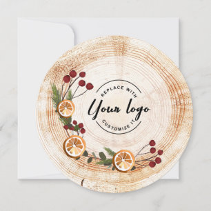 Cartes Pour Fêtes Annuelles Logo de l'entreprise Bois écorce Noël Holly