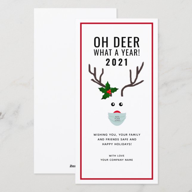 Cartes Pour Fêtes Annuelles Logo de l'entreprise Christmas Reindeer (Devant / Derrière)