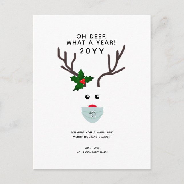 Cartes Pour Fêtes Annuelles Logo de l'entreprise Christmas Reindeer Aucun nom  (Devant)