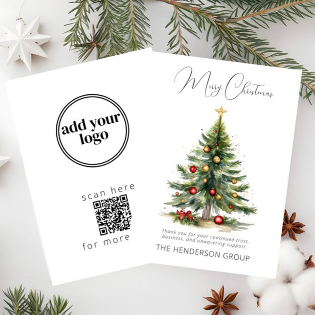 Cartes Pour Fêtes Annuelles Logo de l'entreprise Code QR Joyeux sapin de Noël (Créateur téléchargé)