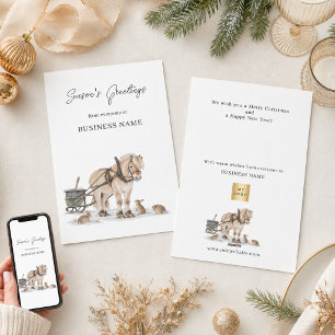 Cartes Pour Fêtes Annuelles Logo de l'entreprise de chevaux de ferme Noël