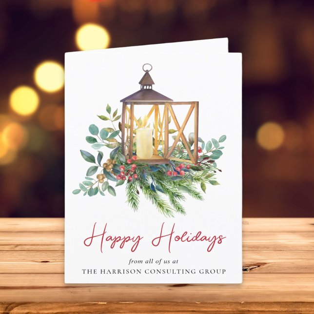 Cartes Pour Fêtes Annuelles Logo de l'entreprise de Noël à l'aquarelle (Spread the joy of the season and strengthen business relationships with our elegant holiday card)