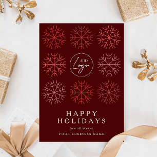 Cartes Pour Fêtes Annuelles Logo de l'entreprise Noël Snowflakes Red Corporate