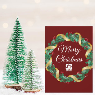 Cartes Pour Fêtes Annuelles Logo de l'entreprise personnalisable Noëls Rouge