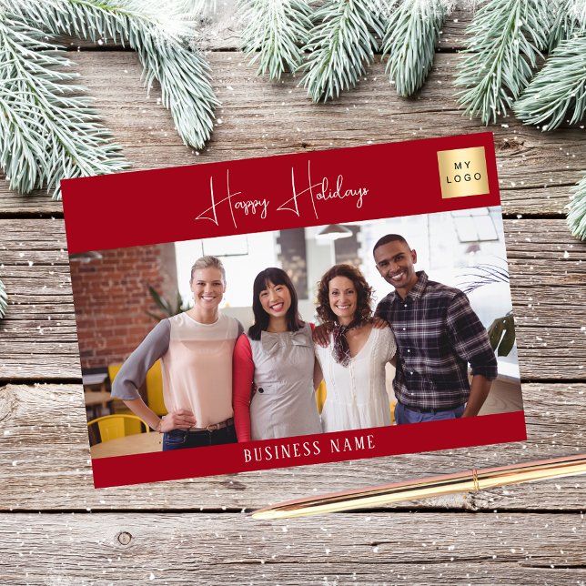 Cartes Pour Fêtes Annuelles logo de l'entreprise photo rouge Noël (Créateur téléchargé)