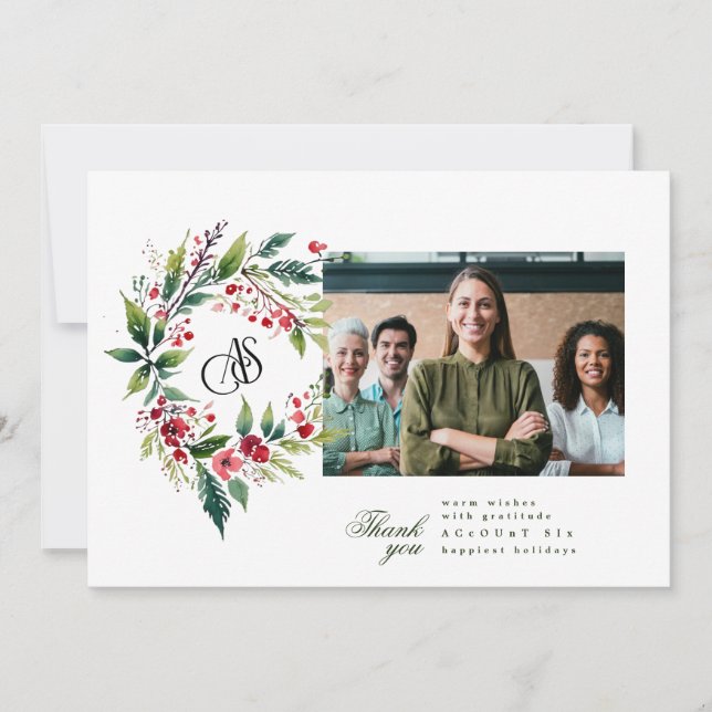 Cartes Pour Fêtes Annuelles Logo de Noël d'affaires Wreath Photo (Devant)