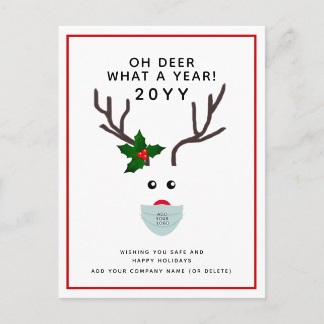Cartes Pour Fêtes Annuelles Logo de Noël de l'entreprise Oh Deer Reindeer (Devant)