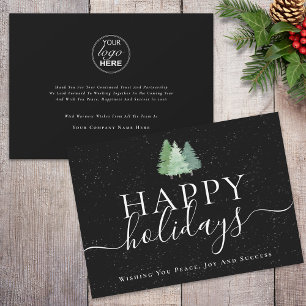 Cartes Pour Fêtes Annuelles Logo de Noël moderne Black & White Business