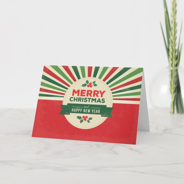 Cartes Pour Fêtes Annuelles Logo de Promo Business Red Green Sunburst Christma (Devant)