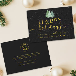 Cartes Pour Fêtes Annuelles Logo de société moderne Noël Noir & Or
