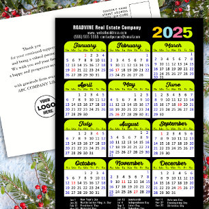 Cartes Pour Fêtes Annuelles Logo d'entreprise 2025 Calendrier Black Green Mini