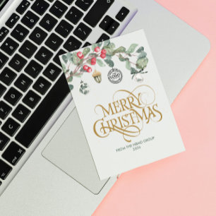 Cartes Pour Fêtes Annuelles Logo d'entreprise à l'aquarelle Noël Entreprise