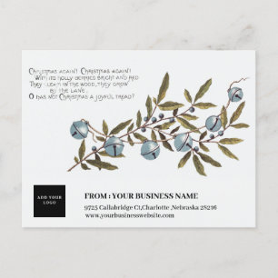 Cartes Pour Fêtes Annuelles Logo d'entreprise Bleuets de Noël Vintage