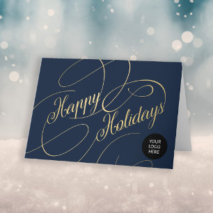 Cartes Pour Fêtes Annuelles Logo d'entreprise élégant d'écriture or