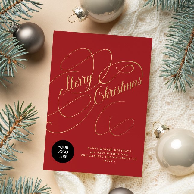 Cartes Pour Fêtes Annuelles Logo d'entreprise élégant d'écriture or (Créateur téléchargé)