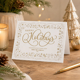 Cartes Pour Fêtes Annuelles Logo d'entreprise élégant moderne or script