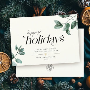 Cartes Pour Fêtes Annuelles Logo d'entreprise Eucalyptus minimaliste moderne