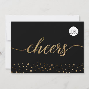 Cartes Pour Fêtes Annuelles Logo d'entreprise moderne Cheval Script Faux Gold