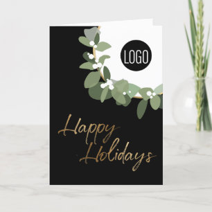 Cartes Pour Fêtes Annuelles Logo d'entreprise moderne Happy Holidays vertical