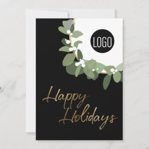 Cartes Pour Fêtes Annuelles Logo d'entreprise moderne Happy Holidays vertical