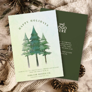 Cartes Pour Fêtes Annuelles Logo d'entreprise moderne Watercolor Festive Pine