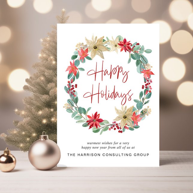 Cartes Pour Fêtes Annuelles Logo d'entreprise moderne Wreath Entreprise Noël (Spread the joy of the season and strengthen business relationships with our elegant holiday card)