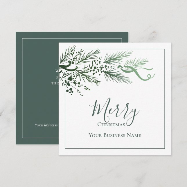 Cartes Pour Fêtes Annuelles Logo d'entreprise Non Photo unique de la verdure N (Devant / Derrière)