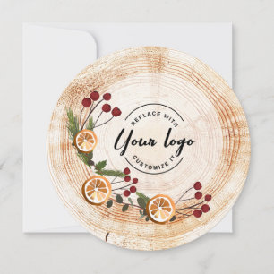 Cartes Pour Fêtes Annuelles Logo d'entreprise personnalisé Bois de Noël